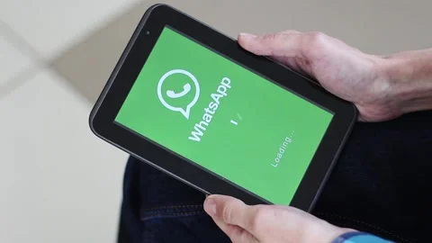 WhatsApp application takes a long time to load on the tablet Stock Footage 106719143