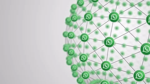 Whatsapp Icon Link Connection Sphere Rotate Looping Animation 4K. Editorial.. Stock Footage 70512709
