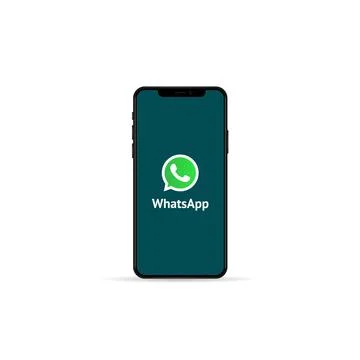 Whatsapp interface logo on a iphone 12 pro screen. Editorial vector Stock Illustration