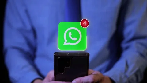 Whatsapp message chat concept, phone recieving communication notifications Stock Footage 316109295