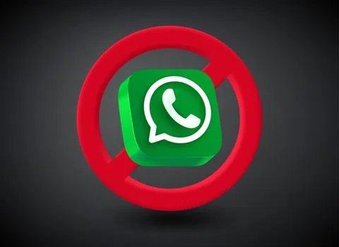 Whattsapp application use prohibition. Ban of app concept. Vector 3d editor.. Stock Illustration