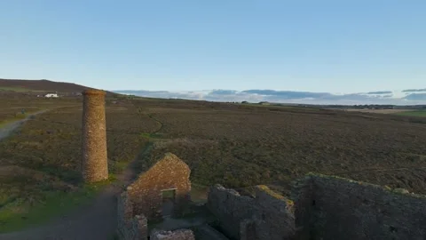 Wheal Coates Tin Mine Walk from a drone, Saint Agnes, Cornwall, UK Stock Footage 232487254