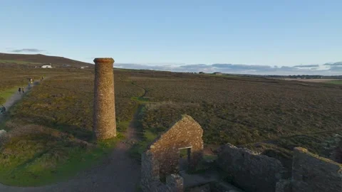 Wheal Coates Tin Mine Walk from a drone, Saint Agnes, Cornwall, UK Stock Footage 232488446