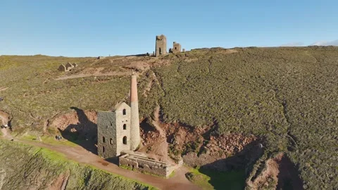 Wheal Coates Tin Mine Walk from a drone, Saint Agnes, Cornwall, UK Stock Footage 232490730