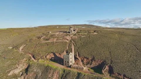 Wheal Coates Tin Mine Walk from a drone, Saint Agnes, Cornwall, UK Stock Footage 232490741