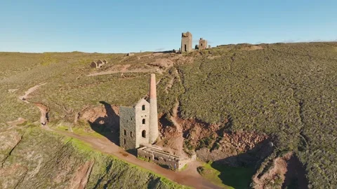 Wheal Coates Tin Mine Walk from a drone, Saint Agnes, Cornwall, UK Stock Footage 232553135