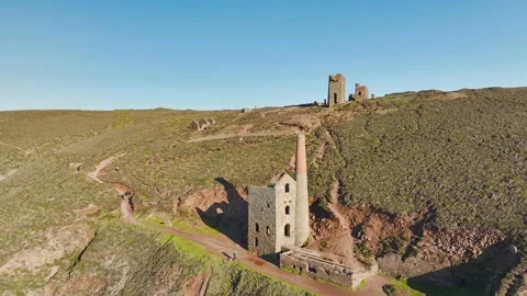 Wheal Coates Tin Mine Walk from a drone, Saint Agnes, Cornwall, UK Stock Footage 232553213