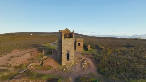 Wheal Coates Tin Mine Walk from a drone, Saint Agnes, Cornwall, UK Stock Footage 232553408