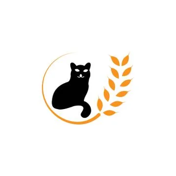 Wheat and cat vector design template illustration Stock Illustration
