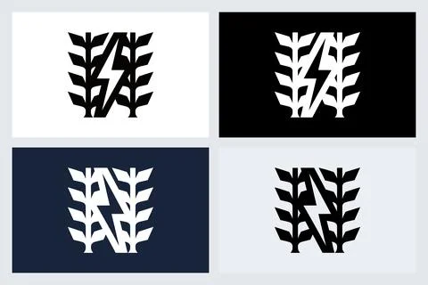 Wheat and Lightning Bolt Logo Symbol Design Stock-Illustration