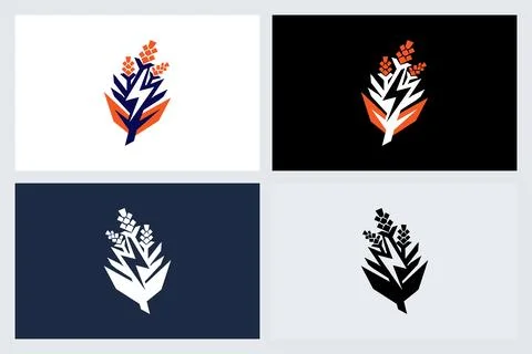 Wheat and Lightning Bolt Logo Symbol Design Stock-Illustration