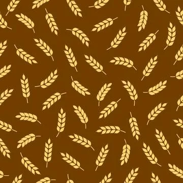 Wheat background square orientation. Golden wheat or barley seamless pattern 库存插图