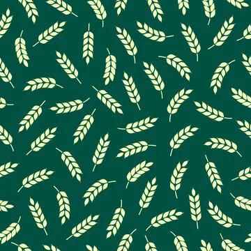 Wheat background. Wheat seamless pattern on green background Stock Illustration