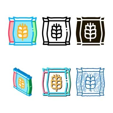Wheat bags icon vector forms outline Stock Illustration