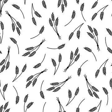 Wheat, barley, rice pattern for cereal Stock Illustration