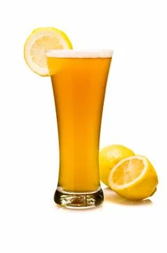 Wheat Beer with Lemon Stock Photos