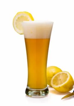 Wheat Beer with Lemon Stock Photos