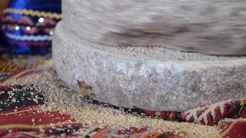 Wheat being ground in an old stone mill, traditional method, Sivas, Turkey Stock Footage 294172258