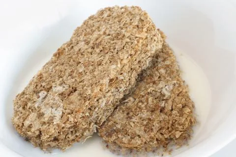 Wheat biscuits served with milk Stock Photos
