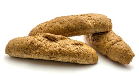 Wheat bran bread isolated on white Stock Photos