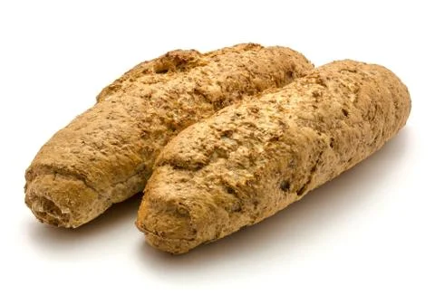 Wheat bran bread isolated on white Foto stock