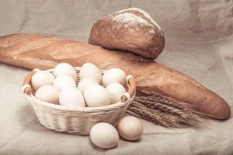 Wheat bread and eggs Foto stock