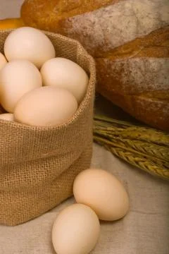 Wheat bread and eggs Foto stock