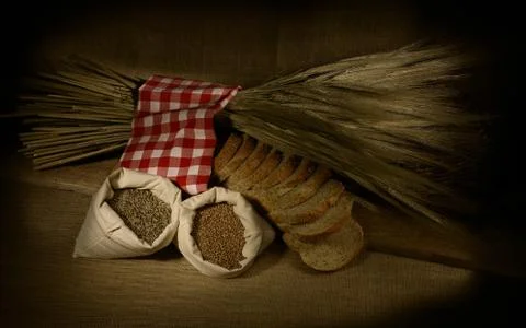 Wheat bread and wheat Stock Photos