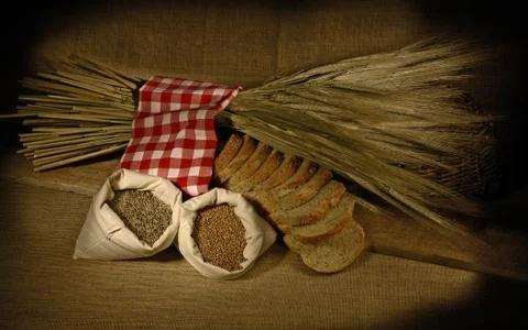 Wheat bread and wheat Foto stock