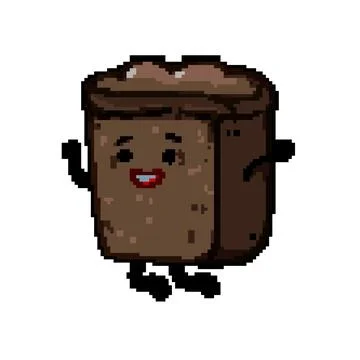 Wheat bread character pixel art vector illustration Stock Illustration