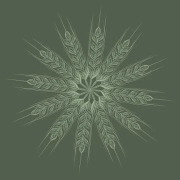 Wheat bread ears cereal crop sketch line art style. Geometrical circle vector Illustrazione stock