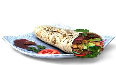 Wheat bread with salad Stock Illustration