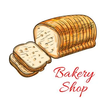 Wheat bread sketch for bakery shop design Stock Illustration