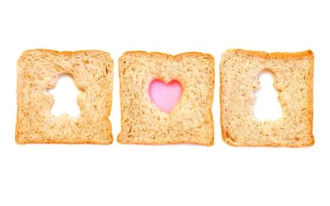 Wheat Bread Slice with boy and gril  Isolated on White Stock Photos