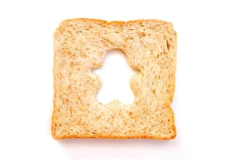 Wheat Bread Slice with boy Isolated on White Stock Photos