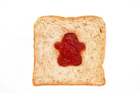 Wheat Bread Slice with boy Isolated on White Foto stock