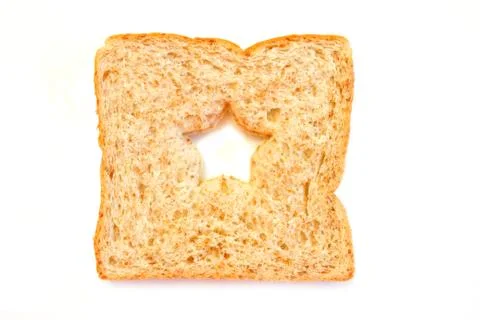 Wheat Bread Slice with star Isolated on White Stock Photos