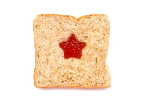 Wheat Bread Slice with star Isolated on White Stock Photos