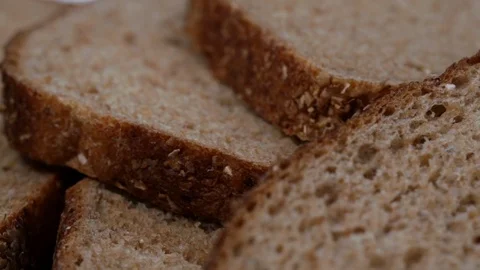 Wheat Bread Slices Closeup Rotating Shot Stock Footage 101126666