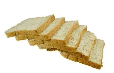 Wheat bread on a white background, flour products. Foto stock