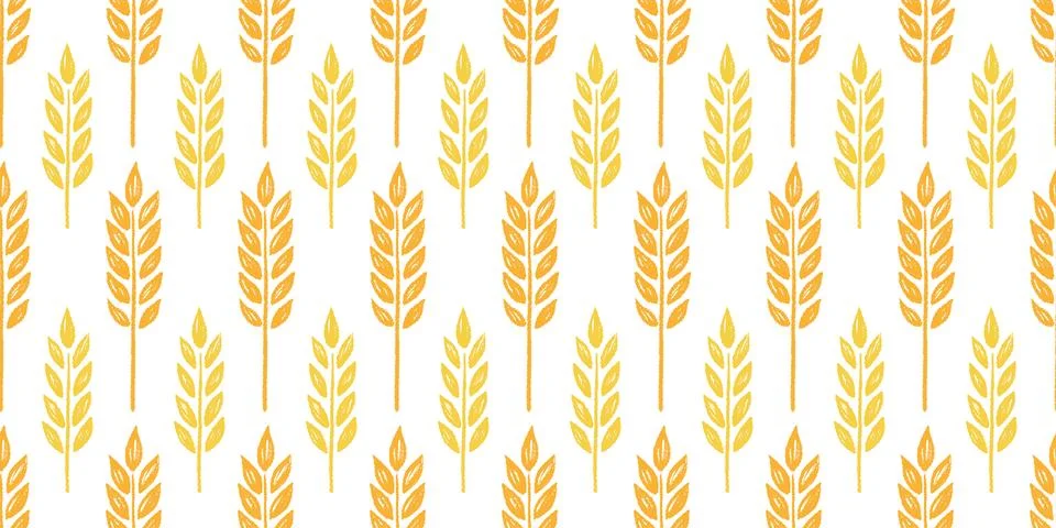 Wheat brush texture seamless pattern background. Hand drawn crayon brush 库存插图