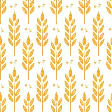 Wheat brush texture seamless pattern background. Hand drawn crayon brush Stock Illustration