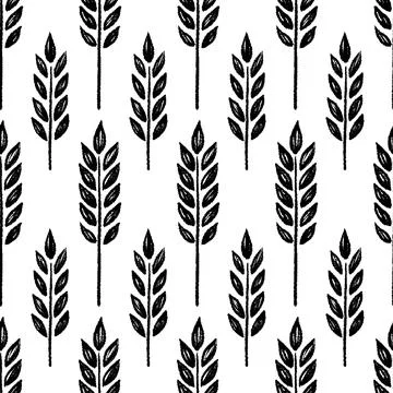 Wheat brush texture seamless pattern background. Hand drawn crayon brush 库存插图