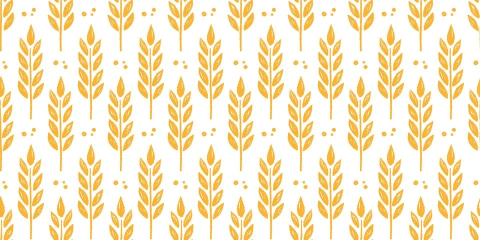 Wheat brush texture seamless pattern background. Hand drawn crayon brush Stock Illustration