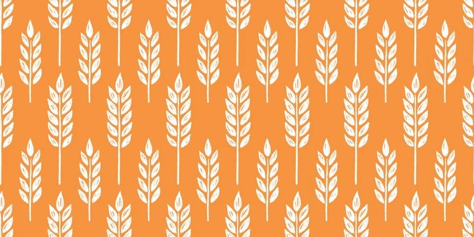 Wheat brush texture seamless pattern background. Hand drawn crayon brush 库存插图
