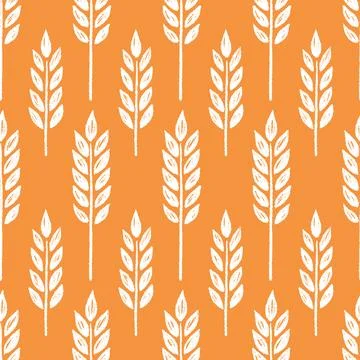 Wheat brush texture seamless pattern background. Hand drawn crayon brush Stock Illustration