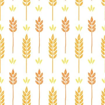 Wheat brush texture seamless pattern background. Hand drawn crayon brush Stockillustratie