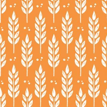 Wheat brush texture seamless pattern background. Hand drawn crayon brush 库存插图