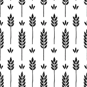 Wheat brush texture seamless pattern background. Hand drawn crayon brush Stock Illustration