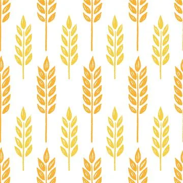 Wheat brush texture seamless pattern background. Hand drawn crayon brush 库存插图
